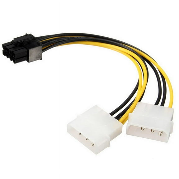 axGear Dual 4 Pin Molex IDE to 8 Pin PCI Express Power Cable PCI-E Adapter