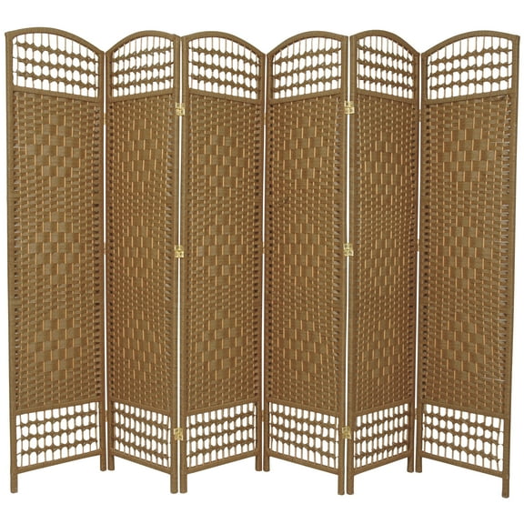 5 1/2 ft. Tall Faux Rattan Fiber Weave Privacy Screen Room Divider - Natural - 6 Panel