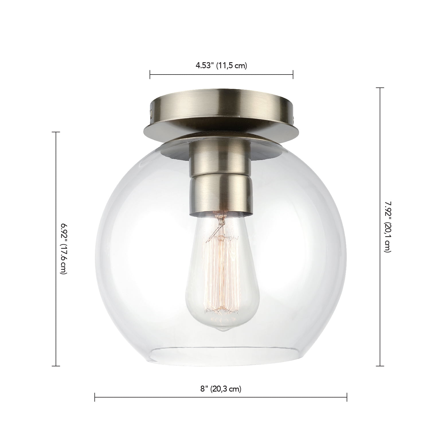 Globe Electric 1-Light Brass Indoor Flush Mount Ceiling Light Clear Glass Shade