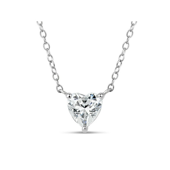 6MM Heart Cubic Zirconia Necklace in Sterling Silver and Rose Gold 18"