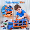 thumbnail image 7 of Flooyes Toy Trucks Cars for Toddlers, Transport Carrier Truck Race Track Set for Boys Kids, with 12 Die-Cast Metal Toy Cars, Kids Toys Set for 2 3 4 5 6 Years Old (Blue), 7 of 7