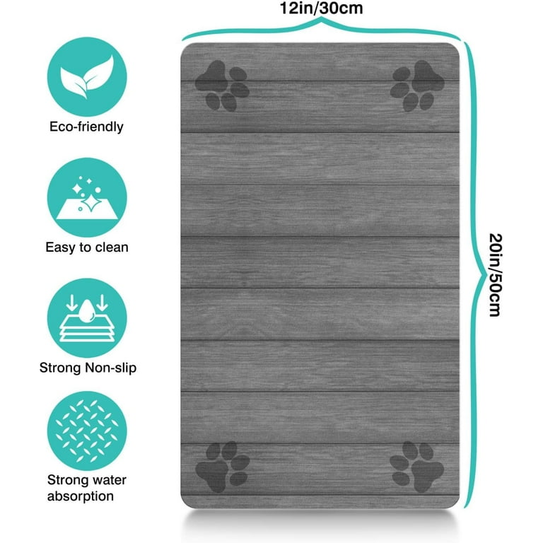 Dog Food Mat, Dog Bowl Mat with Super Water Absorbent 17'''' x 30'''', Easy  to Clean Waterproof Nonslip Mat for Dog Bowls and Water Petplace Mat