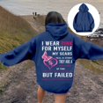 thumbnail image 2 of Cancer Awareness Ladies Long Sleeve Letter Print Hooded Pullover Sweatshirt for Everyday Comfort Support, 2 of 8