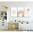 thumbnail image 4 of 3 Pcs Nursery Canvas Wall Art Pink Sun Rainbow Hearts Posters Prints Boho Kids Room Pictures Wall Decor for Toddlers Children Baby Girl Bedroom Home Decoration, 4 of 5