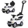 thumbnail image 1 of Gymax 3-In-1 Licensed Ford Stroller Sliding Walking Car w/Horn Sound LED Headlights White, 1 of 10