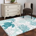 thumbnail image 3 of 2.7'x5' Area Rugs, Turquoise Coastal Indoor Outdoor Area Rug for Living Room Bedroom, Sea Turtle Nautical Coral Summer Beach Washable Bathroom Rugs Kitchen Floor Carpet Mats Home Decor Aesthetic, 3 of 8