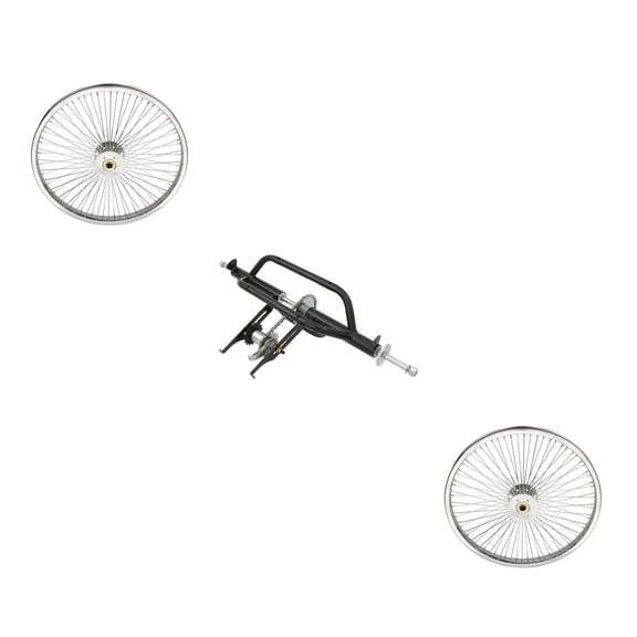 Black Trike Conversion Kit for 20 inch Bicycle. Comes with Two 20 inch Hollow-Hub Steel Wheel 72 Spoke. Tricycle, Trike, three-wheel bike conversion kit