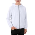 thumbnail image 3 of UQJfacai Kids Active Zipper Lightweight Sun Protection Jacket Boys Girls Hooded Cooling Shirt Pockets Fishing Running Outdoor 1-15 Years, 3 of 8