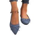 thumbnail image 3 of Willtoo Women's Pointed Toe Flats Shoes for Ladies Girls Cute Bowknot Knit Breathable Comfortable Slip On Casual Dressy Ballet Flats for Walking Work Business Blue, 3 of 6