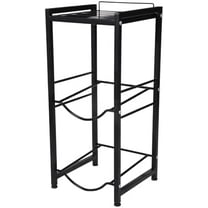 5 Gallon Water Jug Holder, 2-Tier Water Bottle Storage  With Storage Shelf, 2 Slots Heavy Duty Water Dispenser Holder Stand with Adjustable Feet for Kitchen Office Room, Black