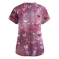 thumbnail image 3 of Valentine Day Scrub Tops for Women Love Heart Print V Neck Cute Nursing Workwear Quick Dry Short Sleeve Medical Scrub Tops with Pockets, 3 of 3