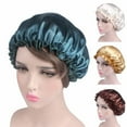thumbnail image 2 of Solid Color Soft Satin Sleeping Cap Night Sleep Hat Hair Care Elastic Bonnet, 2 of 5