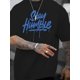 thumbnail image 1 of 1 pc, 100% cotton T-shirt, men's casual novelty T-shirt, "Stay Humble" blue lettering print short sleeved summer top, 1 of 4