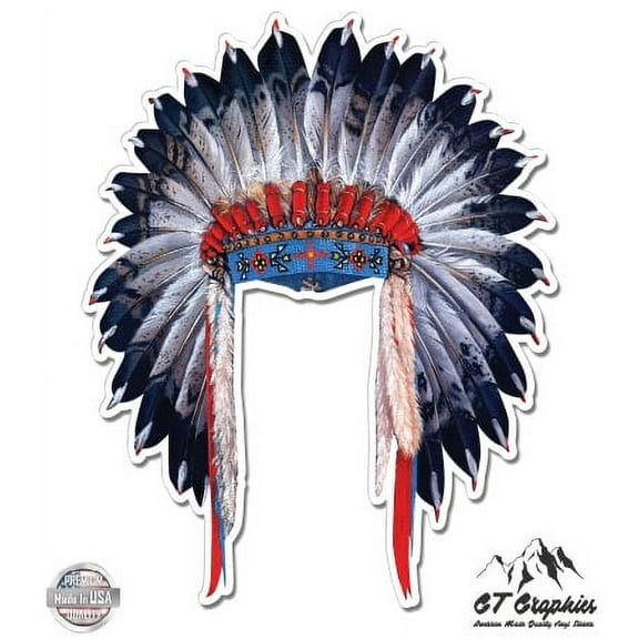Chief Headdress - 3" Vinyl Sticker - For Car Laptop I-Pad Phone Helmet Hard Hat - Waterproof Decal