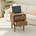 thumbnail image 3 of Mid Century Modern Nightstand, Walnut Solid Wood Nightstand with 2 Drawers, Bedside Tables with High Solid Leg, Side Table for Bedroom, 3 of 6