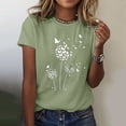 thumbnail image 2 of Kcodviy T-Shirt Long à Manches Longues pour Femme, Motif Imprimé Pissenlit, Grande Taille, Col Rond, Manches Courtes, Course, T-Shirt à Manches Longues pour Femme, Haut T-Shirt, 2 of 4
