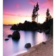 thumbnail image 3 of Nature Duvet Cover Set, Lake Tahoe Beach at Sunset with Dreamy Purple Misty Sky Surreal Coast Scenery, Decorative 3 Piece Bedding Set with 2 Pillow Shams, King Size, Dark Brown Peach, by Ambesonne, 3 of 3