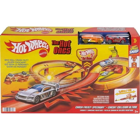 Hot Wheels The Hot Ones Crash Frenzy Speedway Diecast Car Track Set