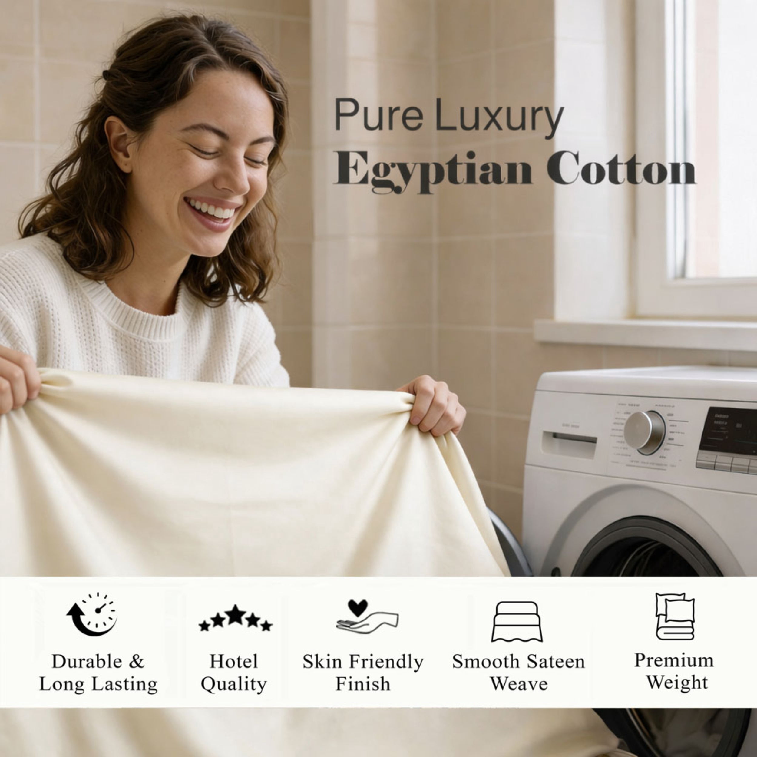 Superior Egyptian Cotton Embroidered 1000 TC Deep Pocket Sheet Set, Full, Ivory