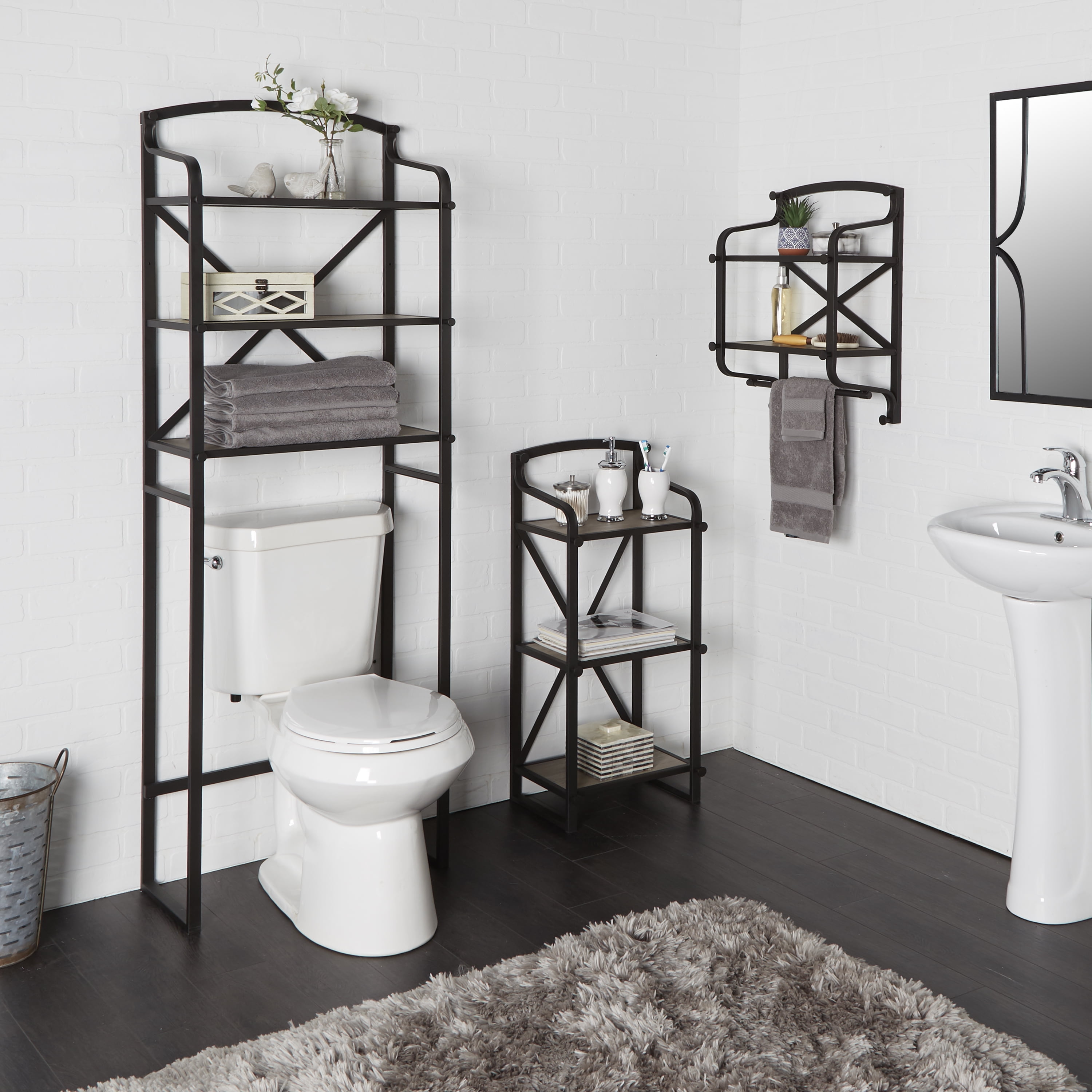 White 24.62 in. W Bathroom Space Saver, 3 Tiers, Over The Toilet Storage Cabinet, Better Homes & Gardens