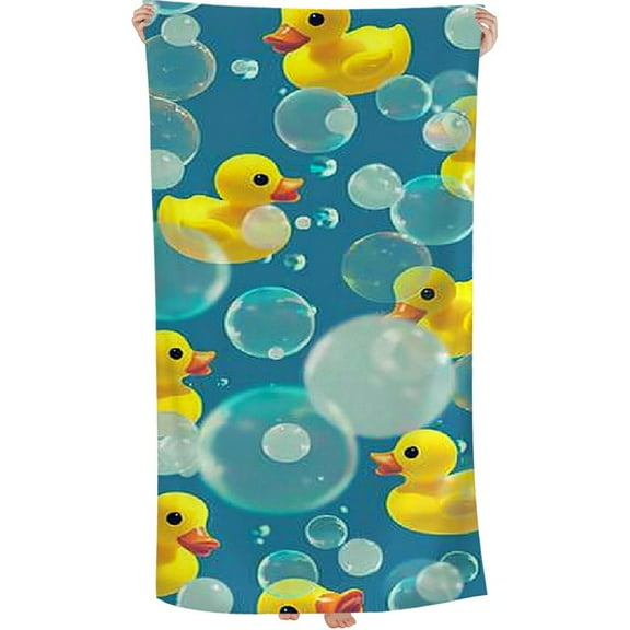 PHYHOO  Yellow Rubber Ducks Beach Towel, Absorbent Quick Dry Swimming Yoga Beach Towels, Sand Free Microfiber Beach Towel 30x60in