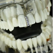CZ Gap Grillz Silver Tone Single Tooth Top or Bottom Bling Teeth Single Hip Hop Grills