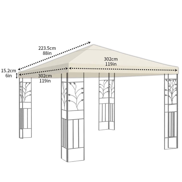Toit de Gazebo de Remplacement pour Terrasse Extérieure, Housse de Parasol, Auvent de Gazebo de Remplacement, Toit Imperméable en Polyester, Auvent de Gazebo de Remplacement, Auvent Pare-Soleil, Beige