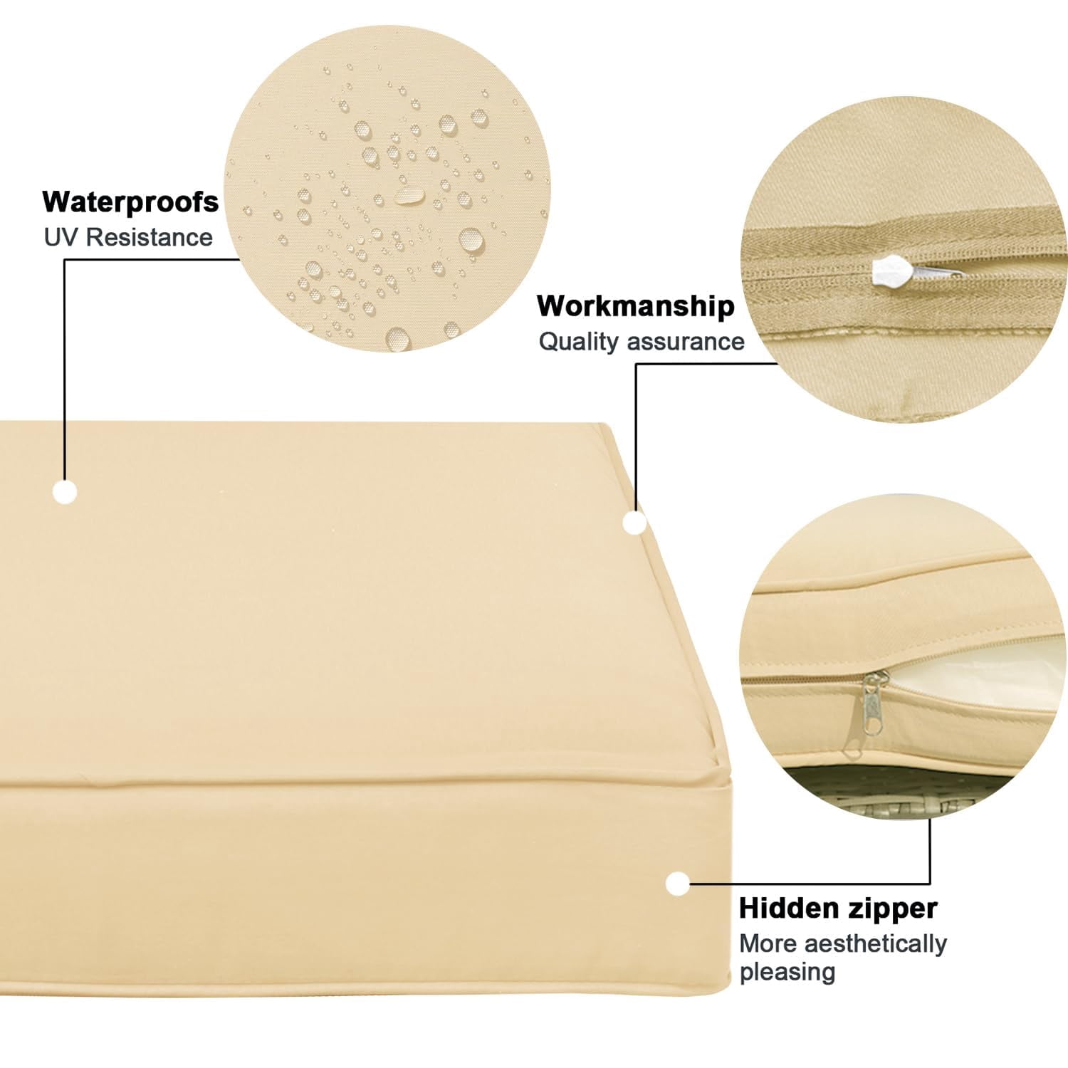 Outdoor Cushion Covers 4 Pack Waterproof&Fade Resistant Zipper Patio Furniture Cushion Covers for Couch, Sofa, Chair, Replacement Covers Only
