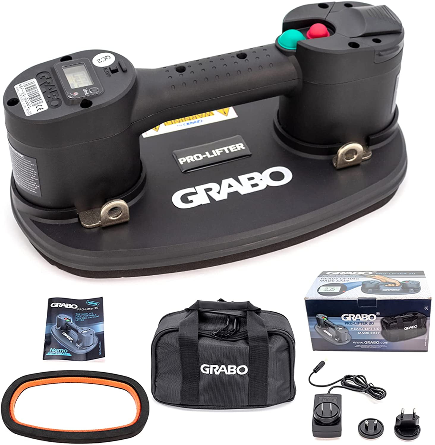 Grabo Pro Electric Vacuum Suction Cup Lifter With Automatic Turn On/Off