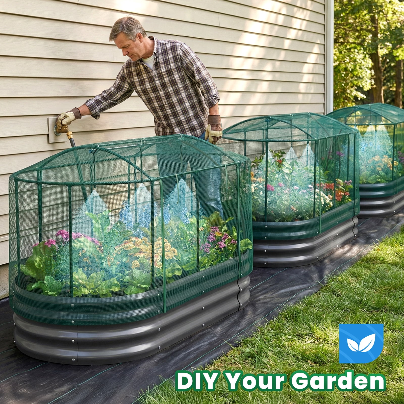 Quictent 6x3x1 ft Galvanized Raised Garden Bed Kit with Self Watering System and Mesh Cover, Large Oval Metal Outdoor Planter Garden Boxes for Vegetables Herbs Flowers Quictent 6x3x1 ft Galvanized Raised Garden Bed Kit with Self Watering System and Mesh Cover, Large Oval Metal Outdoor Planter Garden Boxes for Vegetables Herbs Flowers - Image 7