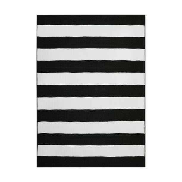 Better Homes & Gardens 9' X 12' Black and White Striped Outdoor Rug