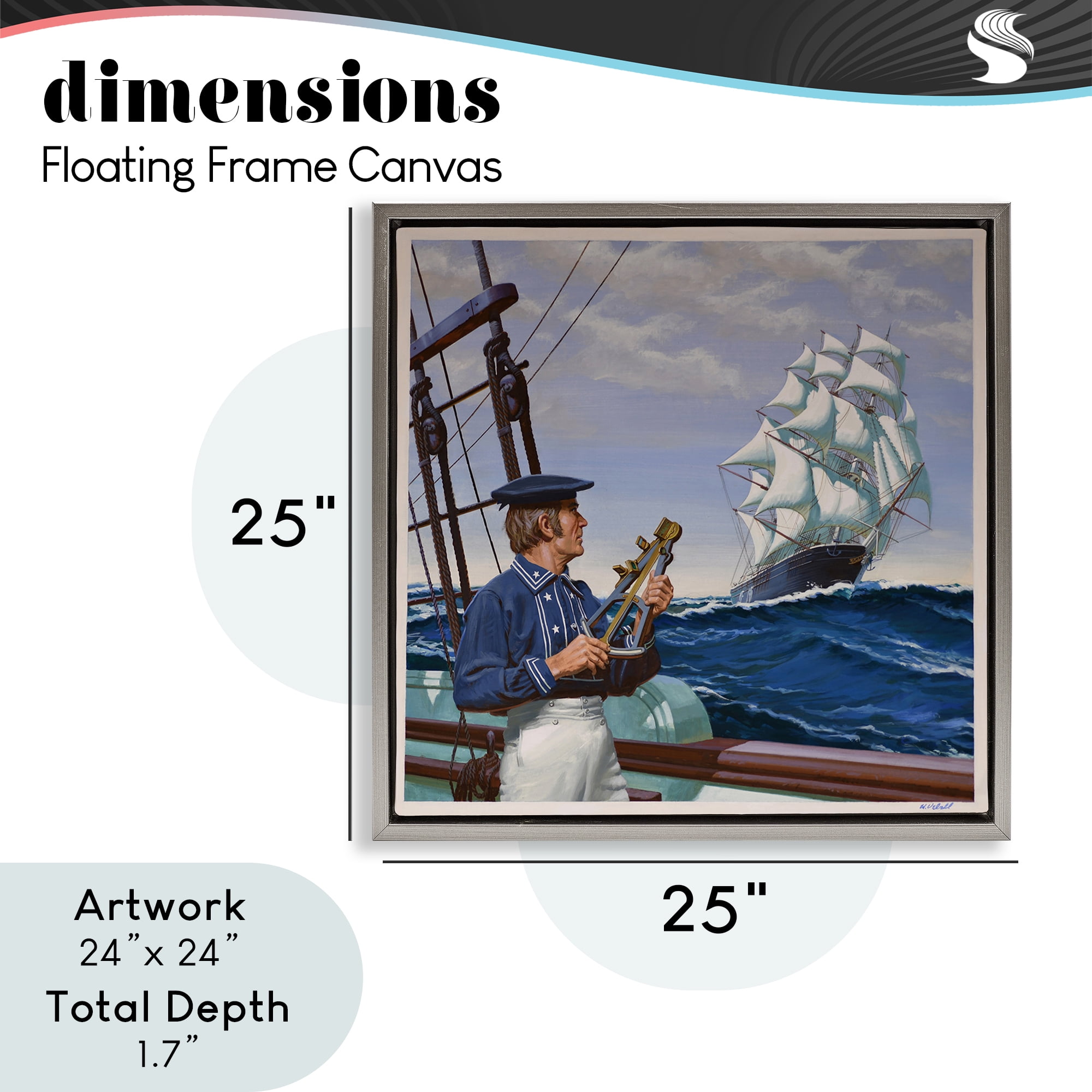 Flying Cloud Sailing Ship Gray Framed Floater Canvas Wall Art, design by Wind River Studios