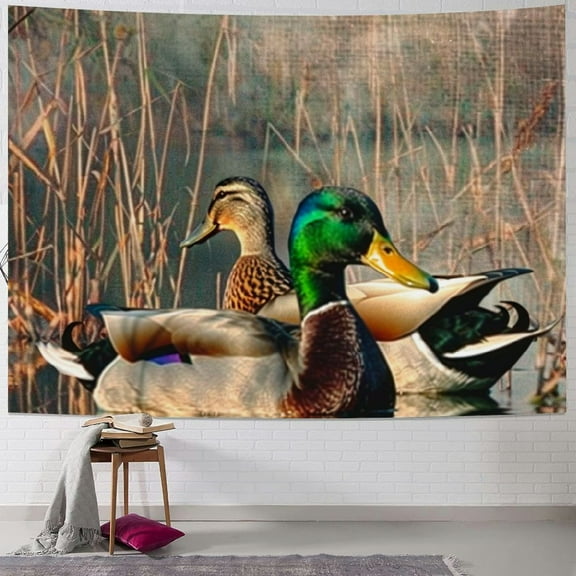 BCIIG Ducks Pond Reeds Tapestry Wall Hanging Unique Style Graphic Tapestries Home Wall Decor Art for Living Room Bedroom Apartment Farmhouse Dorm 40x30inch