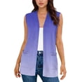 thumbnail image 1 of SZJXBUY Light Cardigan for Women Plus Size Color Block Open Front Casual Sleeveless Cardigans Summer Dressy Gradient Loose Oversized Vests with Pockets Purple,XL, 1 of 5