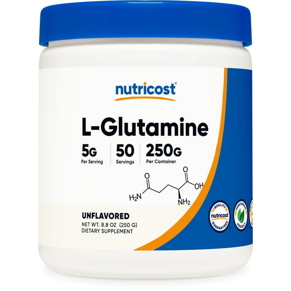 Nutricost L-Glutamine Powder 250 Grams - Gluten Free & Non-GMO Supplement