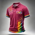 thumbnail image 3 of Men’s Polo Shirts Short Sleeve Rainbow Cuff Casual Pride Golf Shirt Soft Button Collar Summer Tops for Daily and Outdoor, 3 of 4