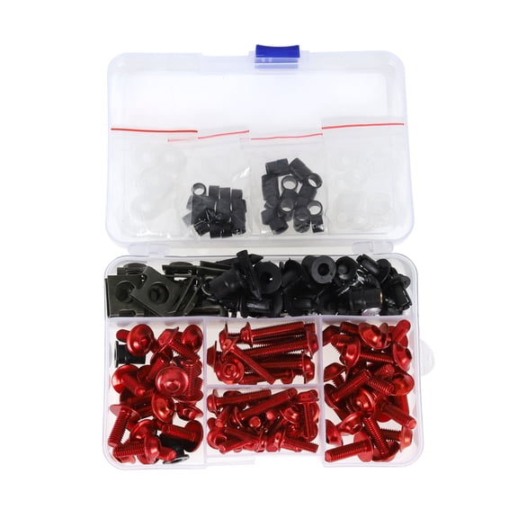 Tornillos de parabrisas Unique Bargains compatibles con la mayoría de las motos deportivas para Kawasaki, para Yamaha, para Suzuki, para Honda, para Ducati, para BMW, etc. Acero inoxidable, goma, rojo