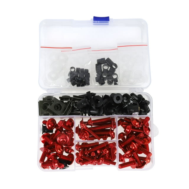 Tornillos de parabrisas Unique Bargains compatibles con la mayoría de las motos deportivas para Kawasaki, para Yamaha, para Suzuki, para Honda, para Ducati, para BMW, etc. Acero inoxidable, goma, rojo