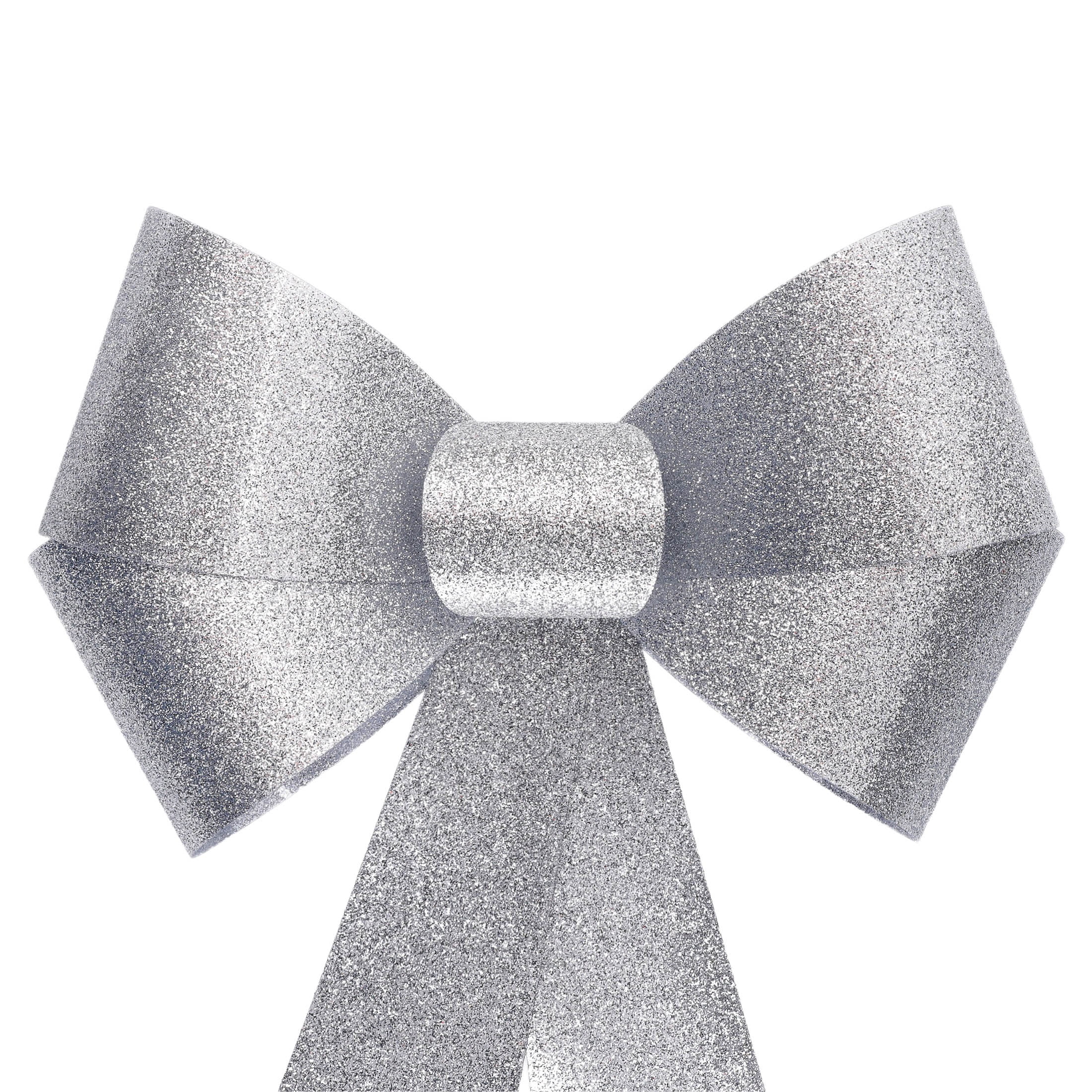 Silver Glitter Plastic Decorative Christmas Bow, 16", by Holiday Time