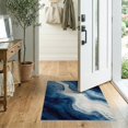 thumbnail image 2 of ODIKA 2'x3' Washable Accent Rug Navy Long Abstract Marbled Design Modern Fluid Swirl Motif with Crisp Edges for Bedroom, RV, Pet Friendly, Bedside Mat, 2 of 7