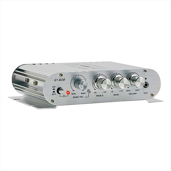 Amplificador de Potencia -838 HiFi de 2.1 Canales, Amplificador de Sonido de Graves Estéreo de 80 W X 2 con Salida de Subwoofer, Amplificador de Audio para el Hogar, Color