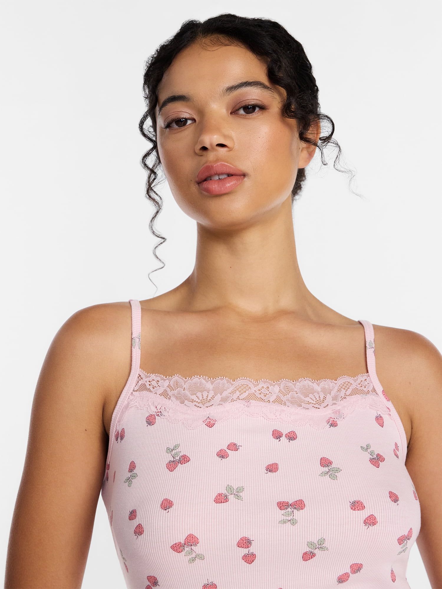 Joyspun Women’s Rib Lace Cami, Sizes XS to 3X