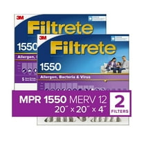 Filtrete 20x20x4, AC Furnace Air Filter, MPR 1550 DP, Healthy Living Ultra Allergen Deep Pleat, 2-Pack (Actual Dimensions 19.88 x 19.88 x 4.31)