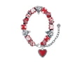 thumbnail image 2 of Silvertone Red Heart with Beaded Border Red Christmas Bead Bracelet, 2 of 4