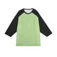 thumbnail image 6 of Gaukiv Men's Three Quarter Sleeve Shirts Color Block Raglan Crew Neck Shirts Contrast Sleeve Baseball Tops Light Green S, 6 of 7