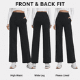 thumbnail image 2 of Feekit Women's Fleece Lined Wide Leg Yoga Pants, High Waisted Stretch Lounge Pants with 2 Deep Pockets, 2 of 8