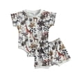 thumbnail image 1 of TheFound Kids 2-piece Outfit Set Short Sleeve Animal Print Romper+Shorts Set, 1 of 9