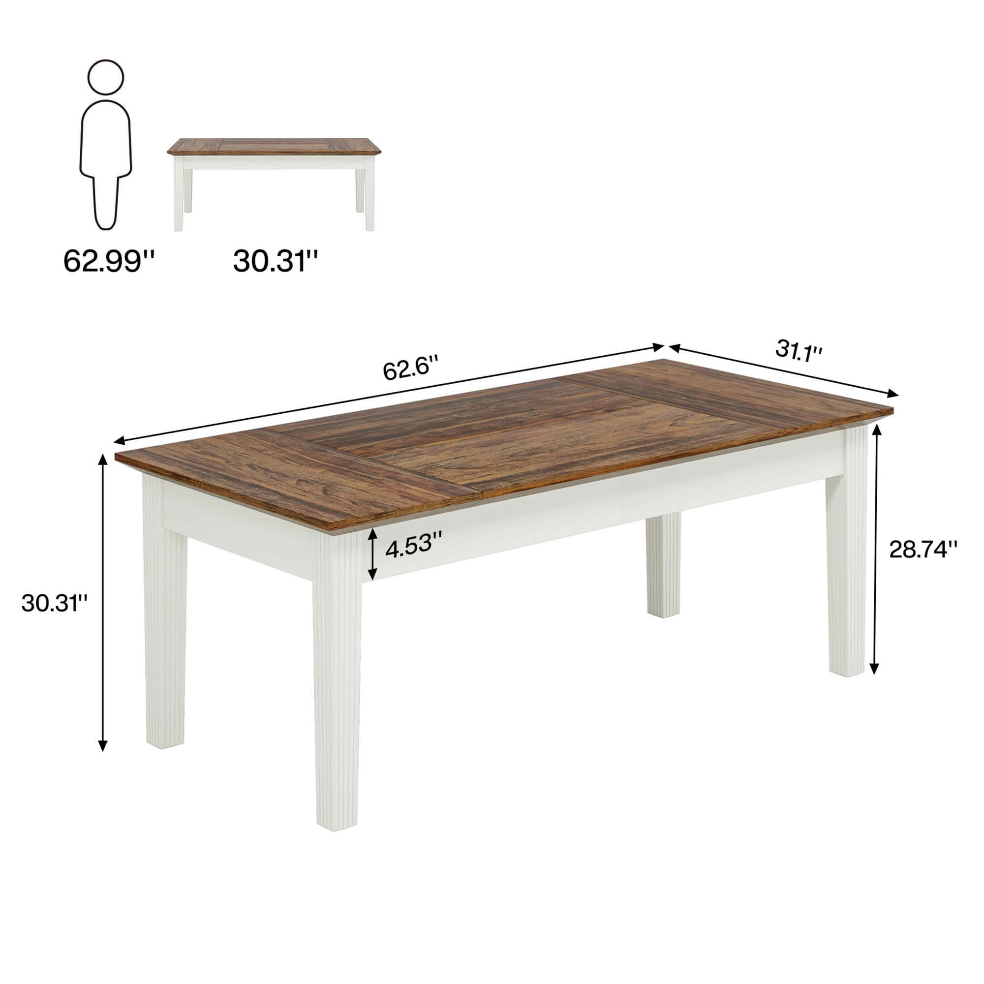 MAYEERTY 63" Wood Grain Dining Table, Easy Assembly Multi-Use Home Office Desk