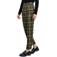 thumbnail image 4 of INSPIRE CHIC Women's Plaid Cropped Trousers Button Casual Tartan Check Work Pants L Army Green, 4 of 6