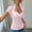 7# Pink, variant on Short Sleeve for Women Shrug Style Fitted Ruched Front Neck Pullover Tee Top Stretchy Basic Layering Shirt Pink 2XL